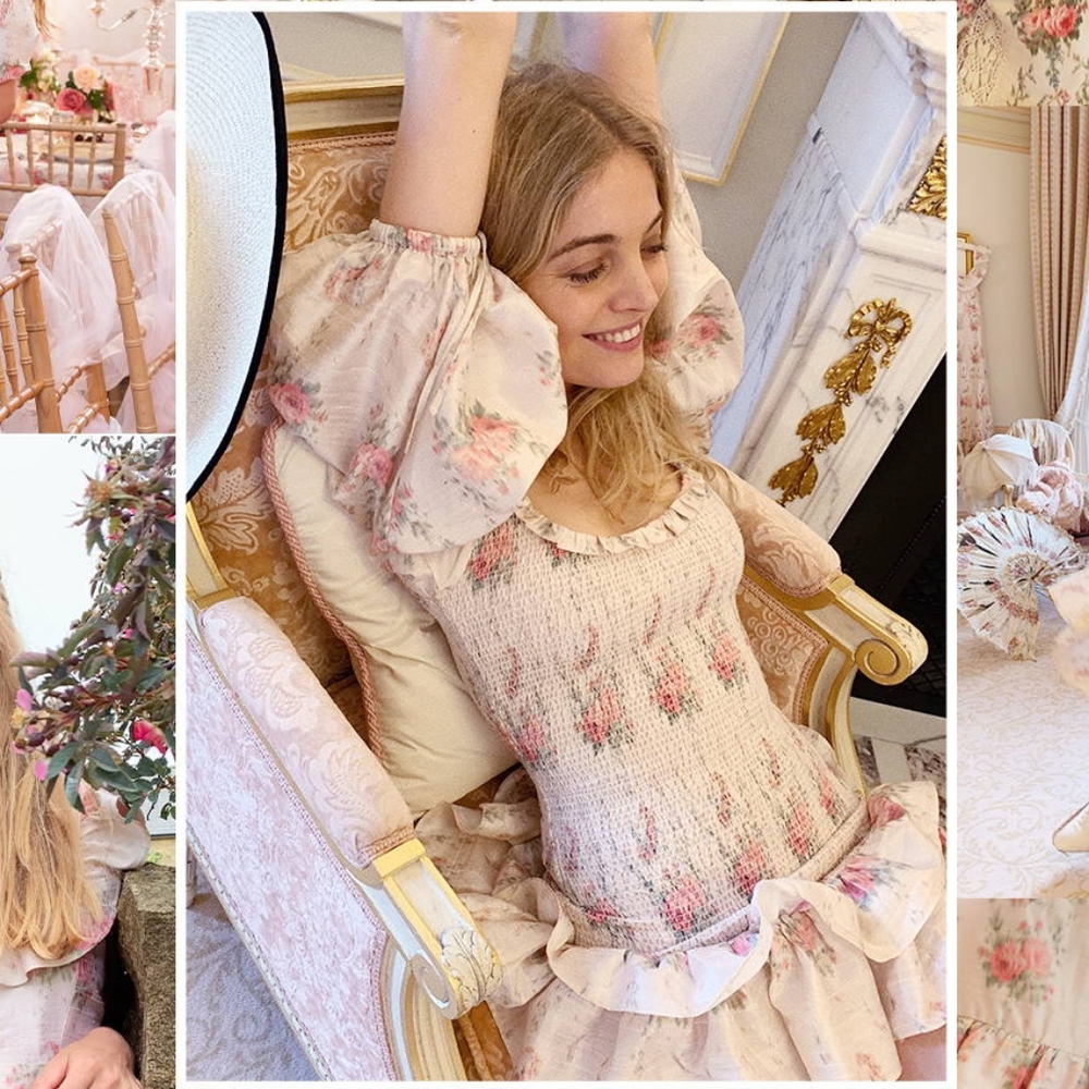 Loveshackfancy 🎀 Violet silk Dolce smocked Dress L